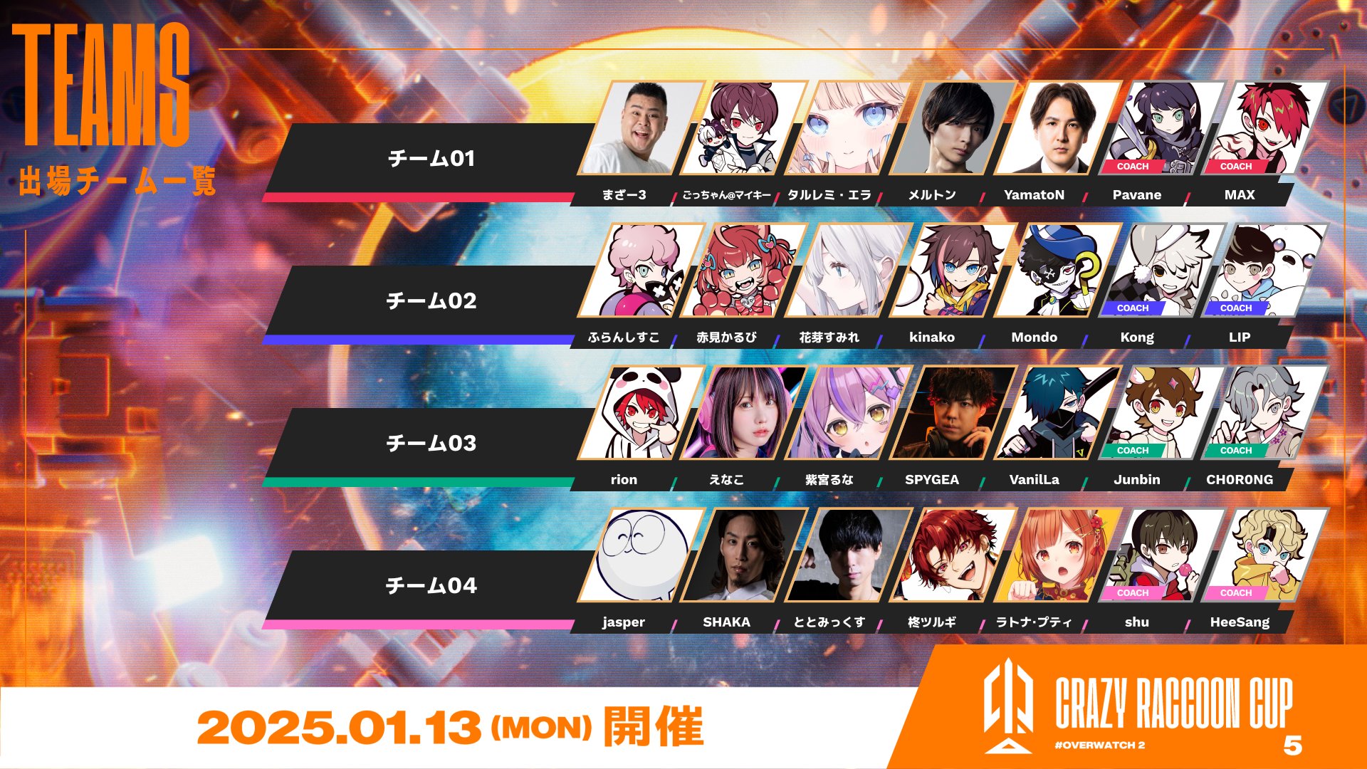 【OW2】第5回CRカップOWの参加メンバーが発表