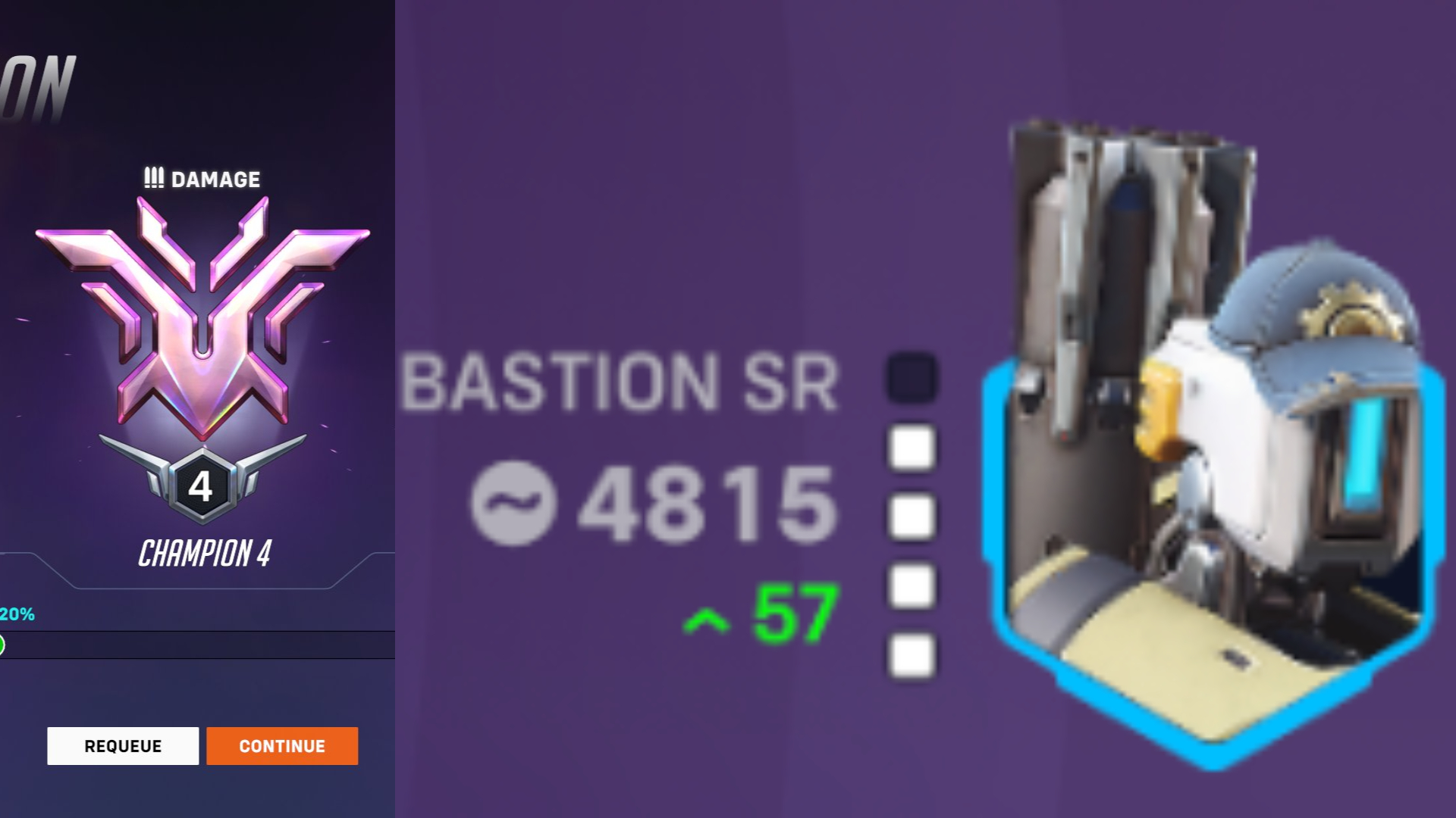 【OW2】チャンピオン4に到達したバスティオンOTP「新パークはぶっ壊れ」