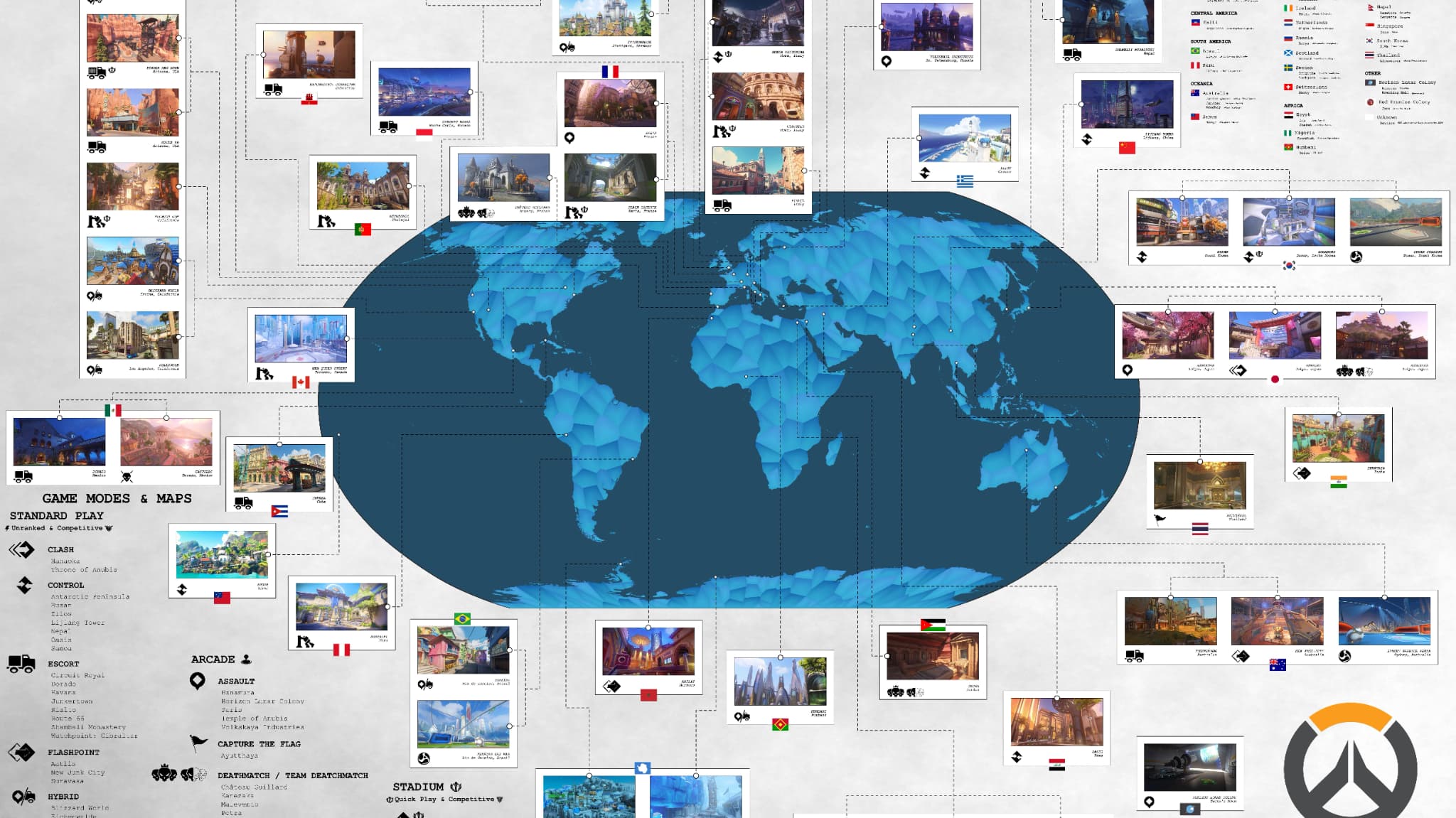 【OW2】全マップ&ヒーロー出身地を網羅したコンプリート世界地図が完成