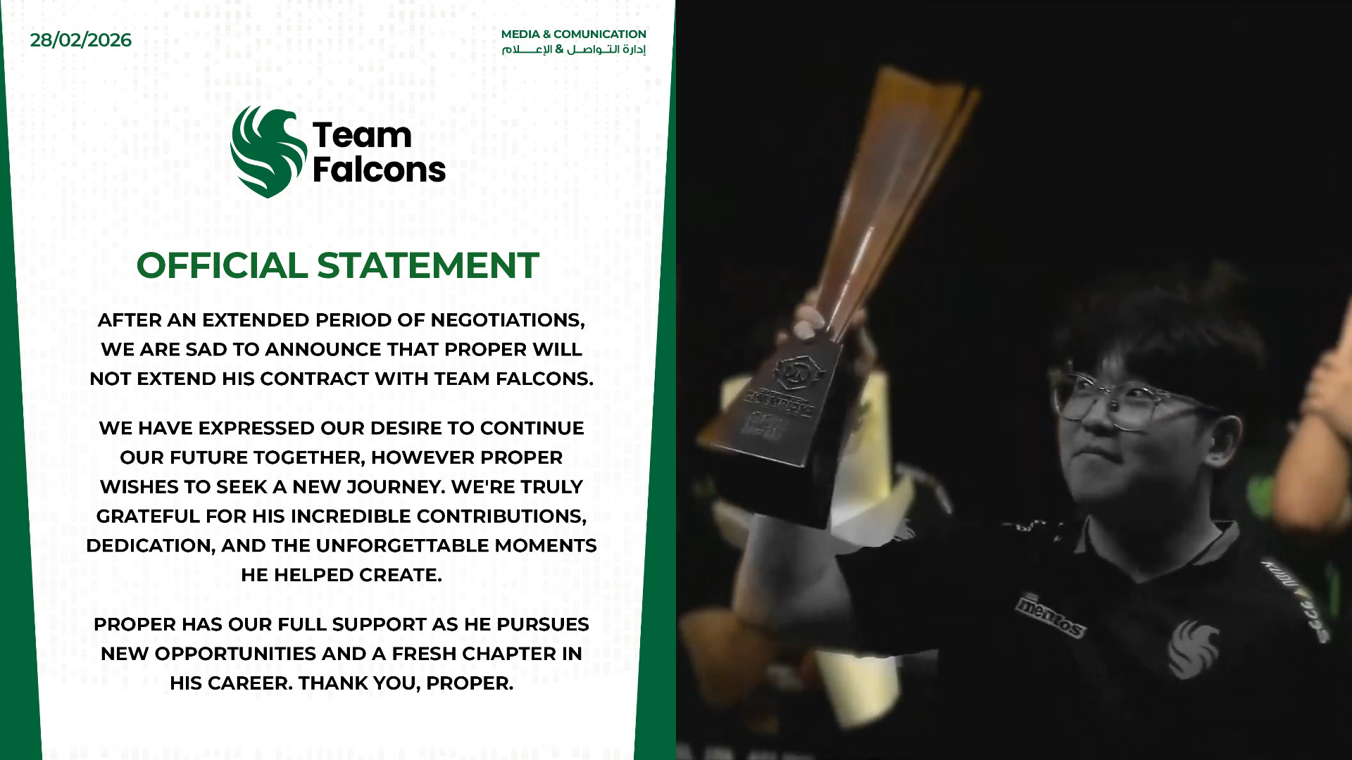 【OW】Team Falcons「Properとは今後も共に歩んでいきたかった」